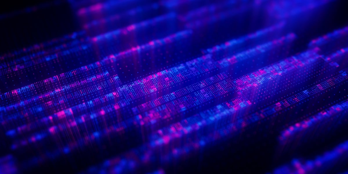 Big Data clusters complex graph. Quantum computing patterns. Cyber space of AI technology neural connections.